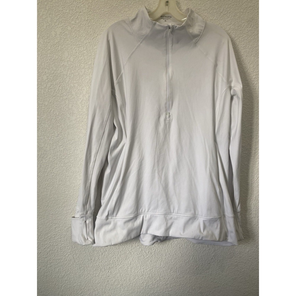 Athleta Hoodie Womens XL White Full Zip Fleece Activewear Comfort‎ Jacket